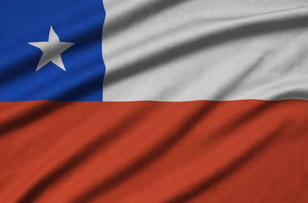 Bandeira Chile Representado Tecido Pano Esportes Com Muitas Dobras Esporte — Fotografia de Stock