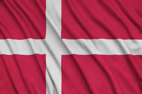 Прапор Данії Зображена Спорт Тканини Тканини Багатьох Складок Спорт Команда — стокове фото