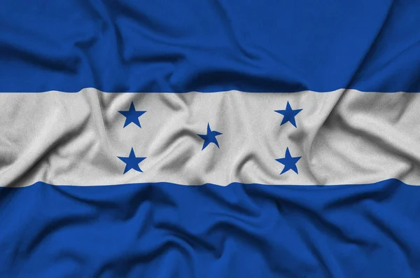 Honduras Fahne Ist Auf Einem Sportstoff Mit Vielen Falten Abgebildet — Stockfoto