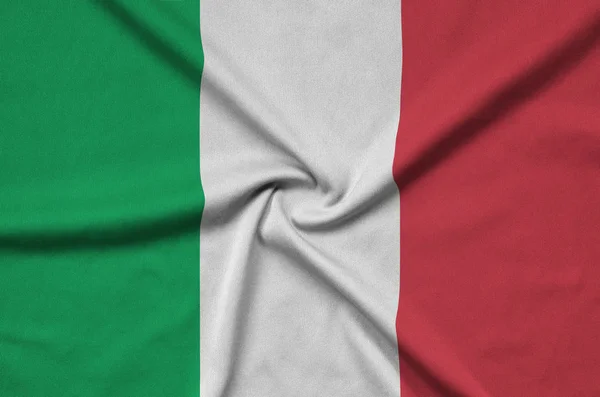 Прапор Італії Зображена Спорт Тканини Тканини Багатьох Складок Спорт Команда — стокове фото