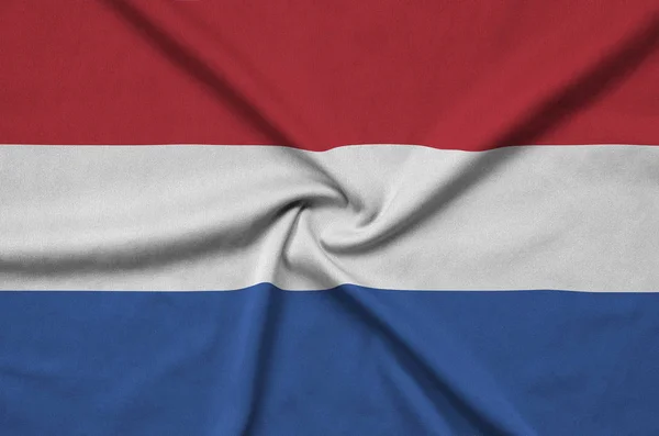 Bandera Holanda Representa Tejido Tela Deportiva Con Muchos Pliegues Equipo —  Fotos de Stock