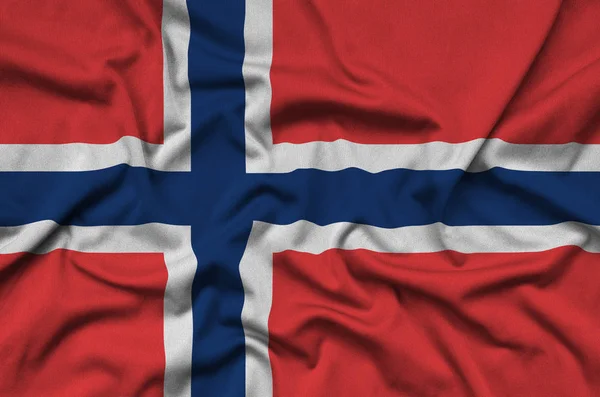 Прапор Норвегії Зображена Спорт Тканини Тканини Багатьох Складок Спорт Команда — стокове фото