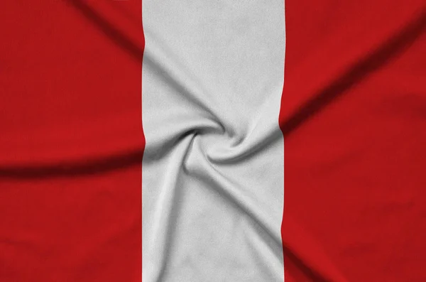 Σημαία Του Περού Απεικονίζεται Ένα Σπορ Ύφασμα Πολλές Πτυχώσεις Ομάδα — Φωτογραφία Αρχείου