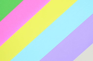 Doku arka planını moda pastel renkler. Pembe, mor, sarı, yeşil, bej ve mavi geometrik desen kağıtları. en az soyut.