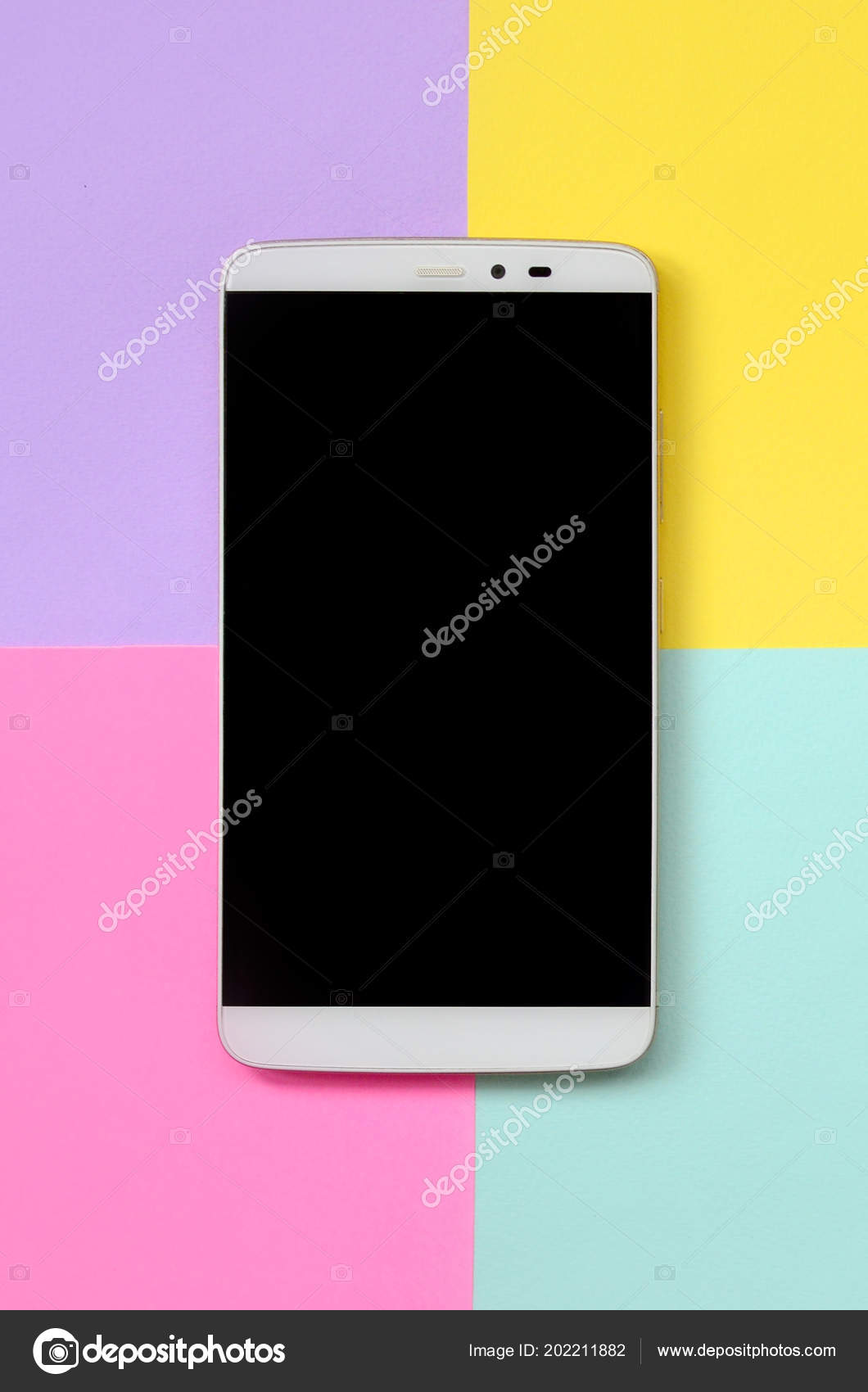 Smartphone Moderne Avec écran Noir Sur Fond Texture Des