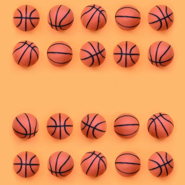 Many Small Orange Balls Basketball Sport Game Lies Texture Background — Stock Photo, Image