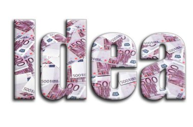 Fikir. Yazıt fotoğrafçılığın bir sürü 500 euro para fatura tasvir bir dokusu vardır.