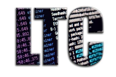 LTC. Yazıt cryptocurrency araştırma yazılım ekran gösteriyor fotoğrafçılığın bir dokusu vardır.