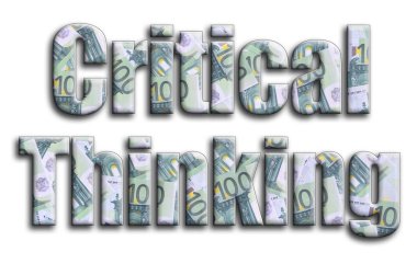 Eleştirel düşünme. Yazıt fotoğrafçılığın bir sürü 100 euro para fatura tasvir bir dokusu vardır.