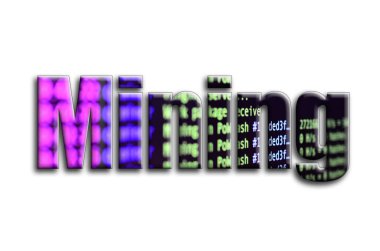 Madencilik. Yazıt cryptocurrency araştırma yazılım ekran gösteriyor fotoğrafçılığın bir dokusu vardır.