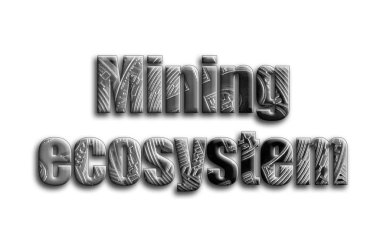 Ekosistem madencilik. Yazıt birkaç gümüş bitcoins tasvir fotoğrafçılığın bir dokusu vardır.