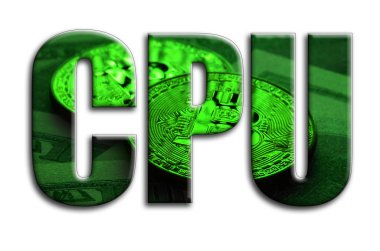 CPU. Yazıt birkaç bitcoins doları faturalarında gösterilen fotoğrafçılığın bir dokusu vardır.
