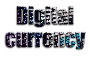 Dijital para. Yazıt cryptocurrency araştırma yazılım ekran gösteriyor fotoğrafçılığın bir dokusu vardır.