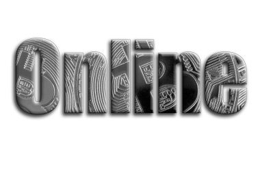 Online. Yazıt birkaç gümüş bitcoins tasvir fotoğrafçılığın bir dokusu vardır.