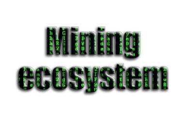 Ekosistem madencilik. Yazıt yeşil arıza sembolleri gösteriyor fotoğrafçılığın bir dokusu vardır.