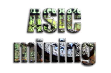 ASIC incelemesi. Bir doku bir grafik hızlandırıcı ekran kartı üzerinde birkaç bitcoins tasvir fotoğrafçılığın yazıt vardır.