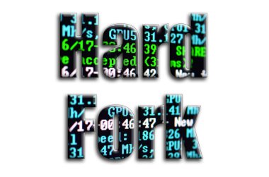 Sabit çatal. Yazıt cryptocurrency araştırma yazılım ekran gösteriyor fotoğrafçılığın bir dokusu vardır.