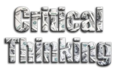 Eleştirel düşünme. Yazıt gösteriyor bize para bir sürü fotoğraf bir dokusu vardır.