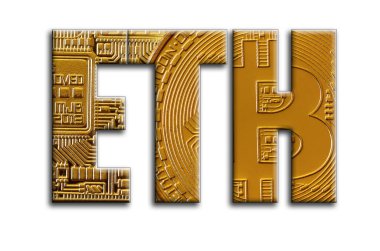 ETH. Yazıt birkaç bitcoins tasvir fotoğrafçılığın bir dokusu vardır.