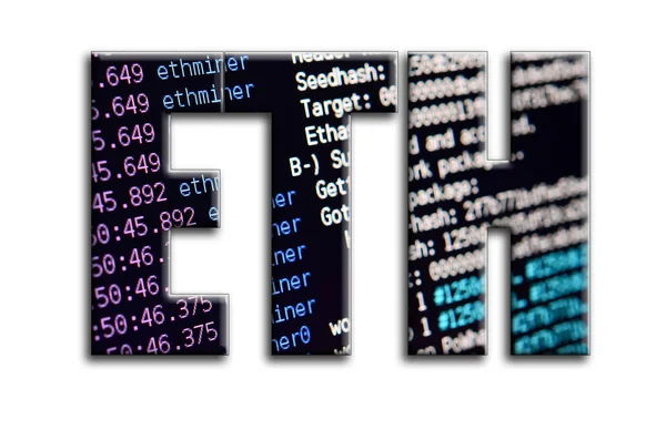 ETH. Yazıt cryptocurrency araştırma yazılım ekran gösteriyor fotoğrafçılığın bir dokusu vardır.