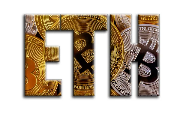 ETH. Yazıt birkaç bitcoins tasvir fotoğrafçılığın bir dokusu vardır.
