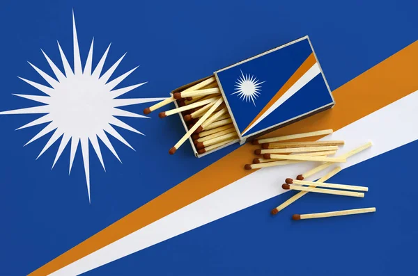 Bandera Las Islas Marshall Muestra Una Caja Fósforos Abierta Que — Foto de Stock