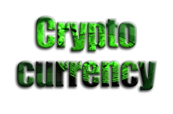 暗号の通貨 碑文はドル札でいくつか Bitcoins を示しています写真のテクスチャ — ストック写真