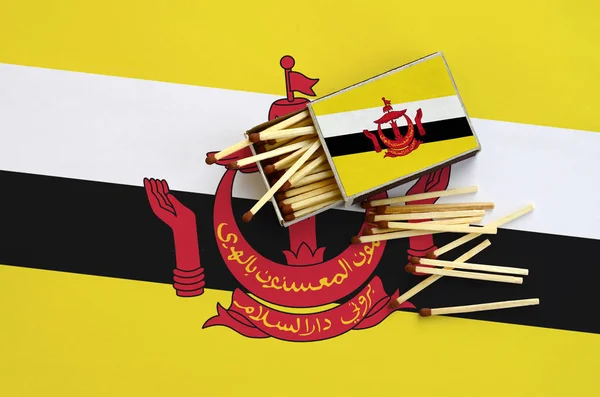 Brunei Darussalam Bandera Muestra Una Caja Fósforos Abierta Que Caen — Foto de Stock