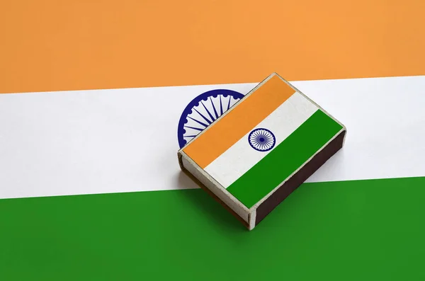 Прапор Індії Показана Matchbox Лежить Великих Прапор — стокове фото