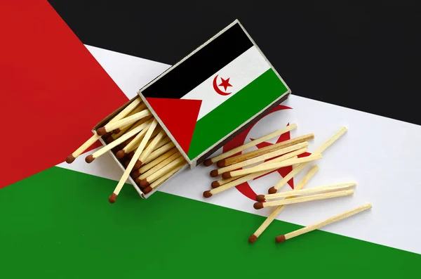 Bandera Del Sahara Occidental Muestra Una Caja Fósforos Abierta Que —  Fotos de Stock