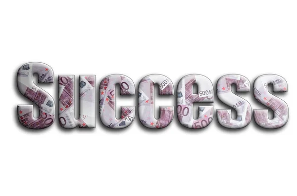 Success Inscription Has Texture Photography Which Depicts Lot 500 Euro — Stock Photo, Image