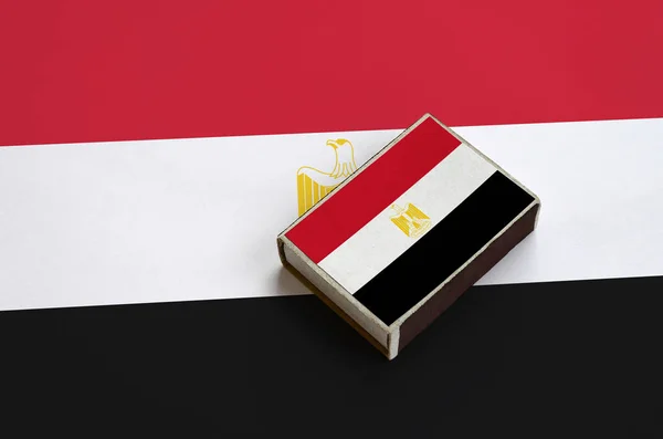 Vlag Van Egypte Afgebeeld Een Luciferdoosje Dat Een Grote Vlag — Stockfoto