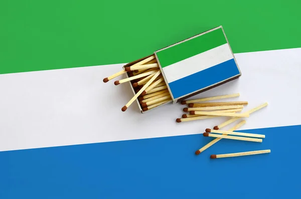 Bandeira Serra Leoa Mostrada Uma Caixa Fósforos Aberta Qual Várias — Fotografia de Stock