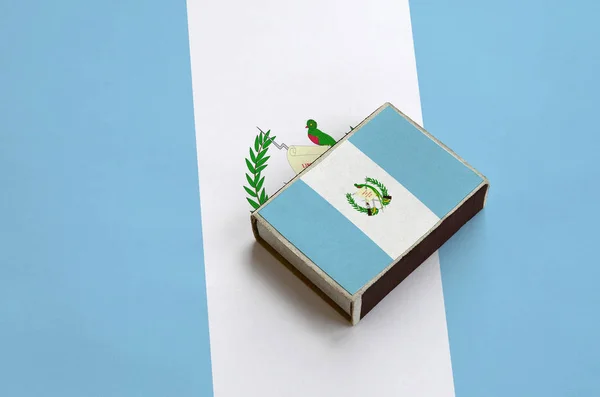 Guatemala Flag Pictured Matchbox Lies Large Flag — Stock Photo