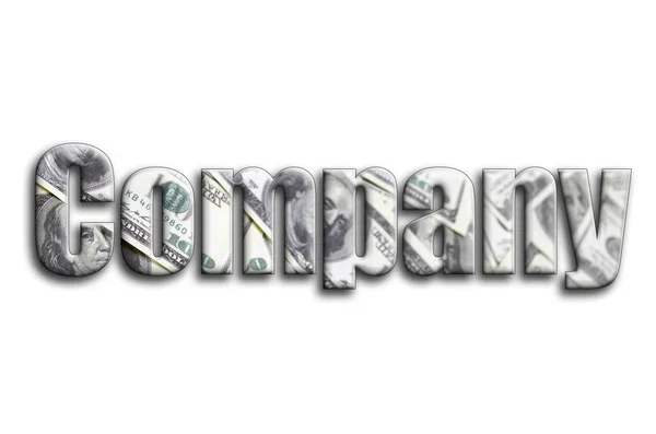 Company Inscription Has Texture Photography Which Depicts Lot Dollar Bills — Stock Photo, Image