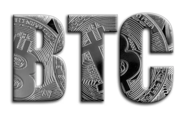 BTC. Yazıt birkaç gümüş bitcoins tasvir fotoğrafçılığın bir dokusu vardır.