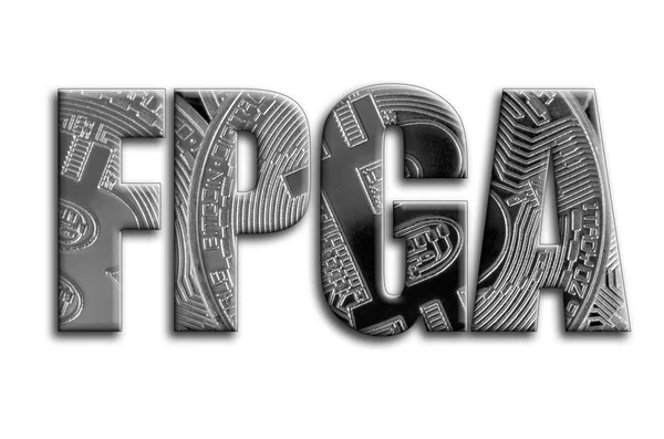 FPGA. Yazıt birkaç gümüş bitcoins tasvir fotoğrafçılığın bir dokusu vardır.
