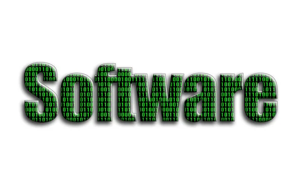 Software Inscription Has Texture Photography Which Depicts Green Binary Code — Stock Photo, Image