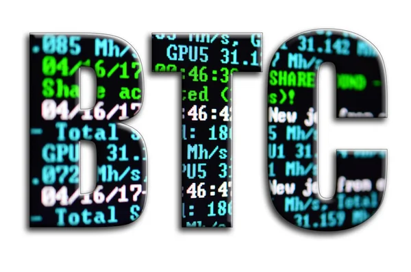 BTC. Yazıt cryptocurrency araştırma yazılım ekran gösteriyor fotoğrafçılığın bir dokusu vardır.