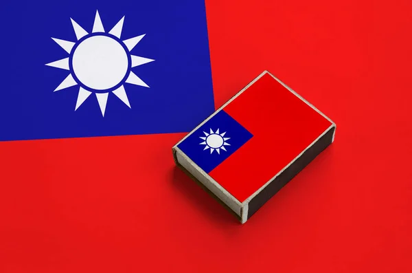 Bandera Taiwán Representa Una Caja Fósforos Que Encuentra Una Gran — Foto de Stock
