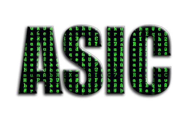 ASIC. Yazıt yeşil arıza sembolleri gösteriyor fotoğrafçılığın bir dokusu vardır.