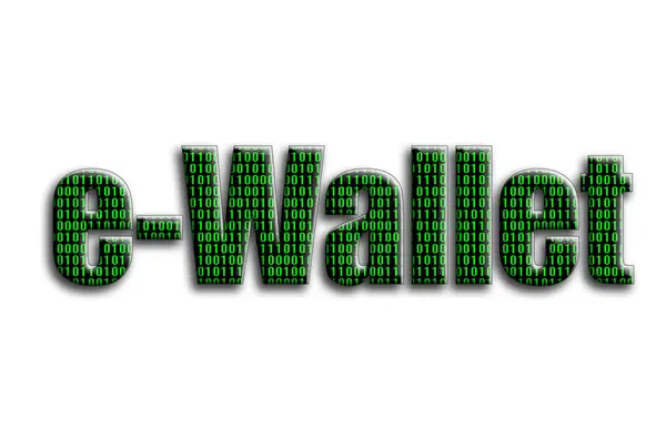 e-cüzdan. Yazıt yeşil ikili kod tasvir fotoğrafçılığın bir dokusu vardır.