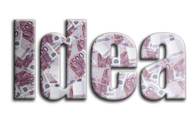 Fikir. Yazıt fotoğrafçılığın bir sürü 500 euro para fatura tasvir bir dokusu vardır.