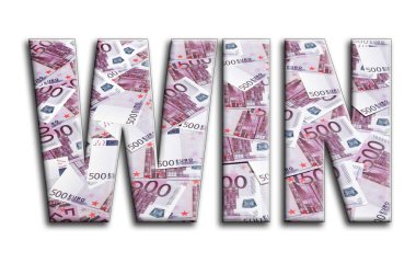 Kazanmak. Yazıt fotoğrafçılığın bir sürü 500 euro para fatura tasvir bir dokusu vardır.