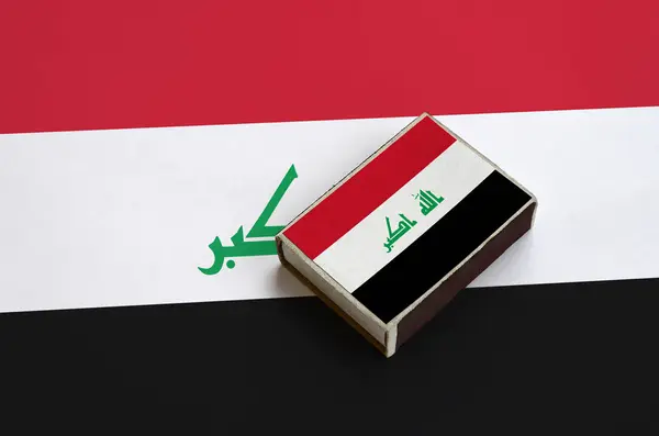 Bandera Irak Representa Una Caja Fósforos Que Encuentra Una Gran — Foto de Stock