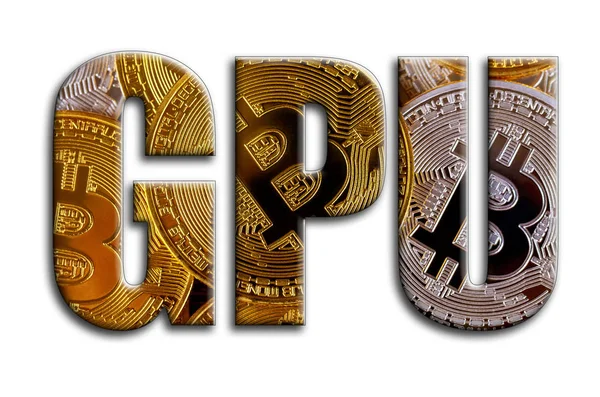 Gpu Inscrição Tem Uma Textura Fotografia Que Retrata Vários Bitcoins — Fotografia de Stock