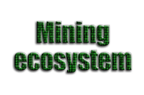 Ekosistem madencilik. Yazıt yeşil ikili kod tasvir fotoğrafçılığın bir dokusu vardır.