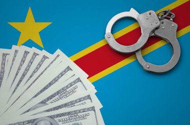 Demokratik Cumhuriyeti Kongo bayrağının kelepçe ve a bohça-in dolar. Yasadışı Döviz Alım işlemlerinde bize bankacılık kavramı.