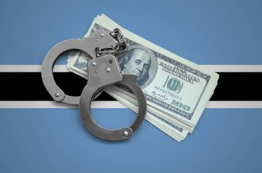Botsvana bayrağı ile kelepçe ve a bohça-in dolar. Ülkenin para birimi bozulması. Mali suçlar.