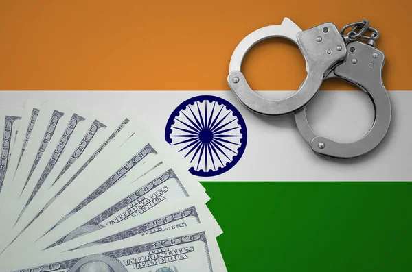 Vlajka Indie Pouty Balík Dolarů Pojem Nelegální Bankovní Operace Nás — Stock fotografie